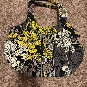 Vera Bradley Black and Yellow Floral Shoulder Bag